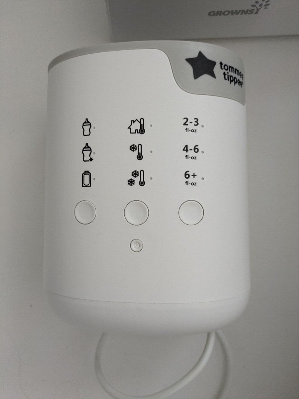 Tommee Tippee 1149 Bottle Pouch Warmer with Control Buttons and Icons White